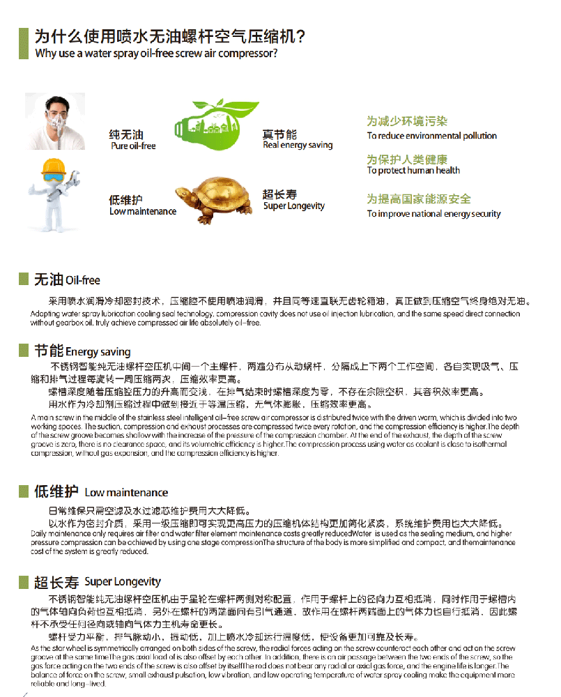 为什么使用喷水无油螺杆空气压缩机？